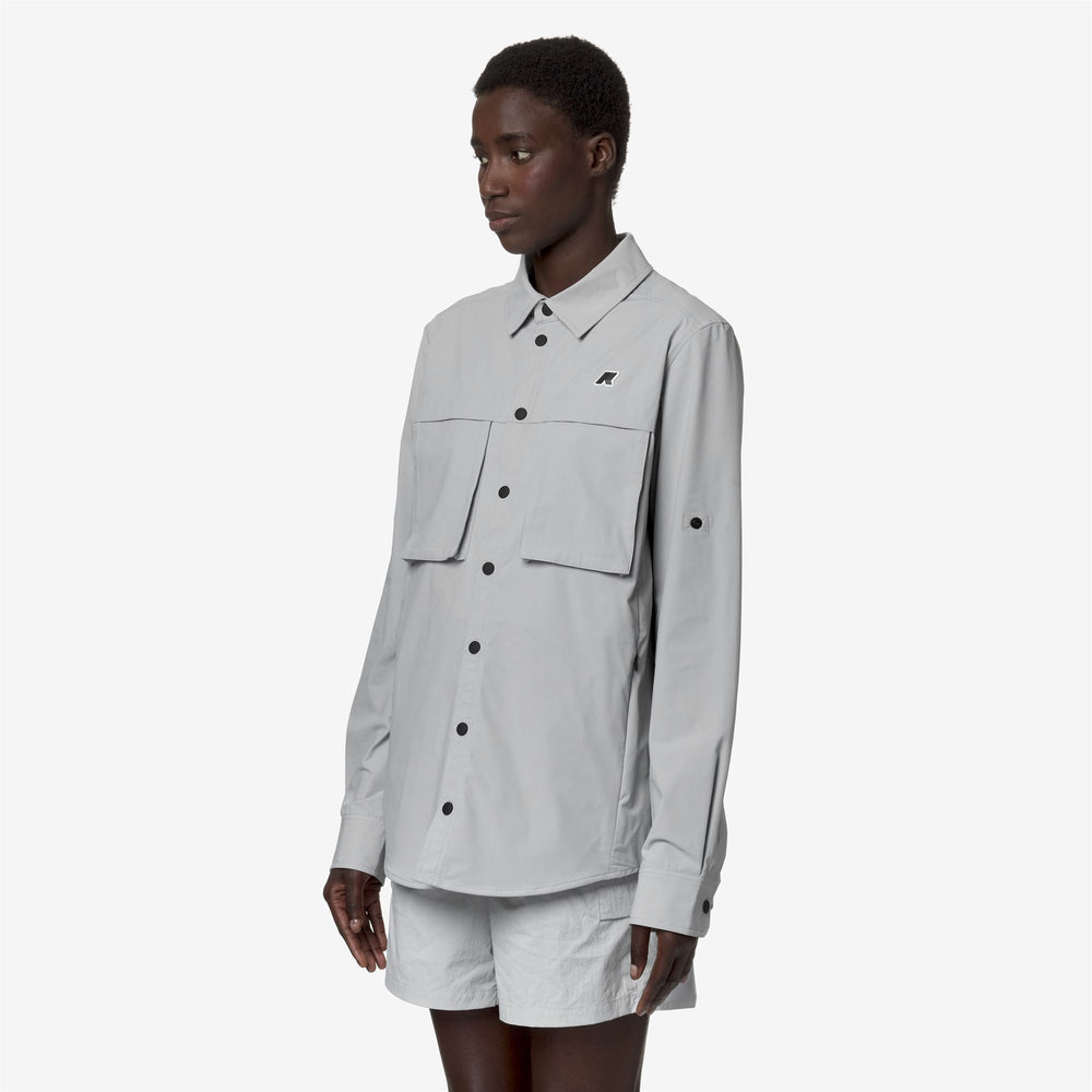 Grey Blue Unisex Outdoor Classic Overshirt with Functional Pockets 02