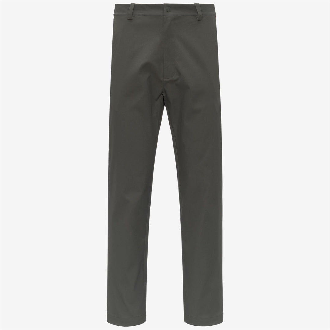 Pantalones chinos unisex de color verde negruzco con tejido de sarga suave 01