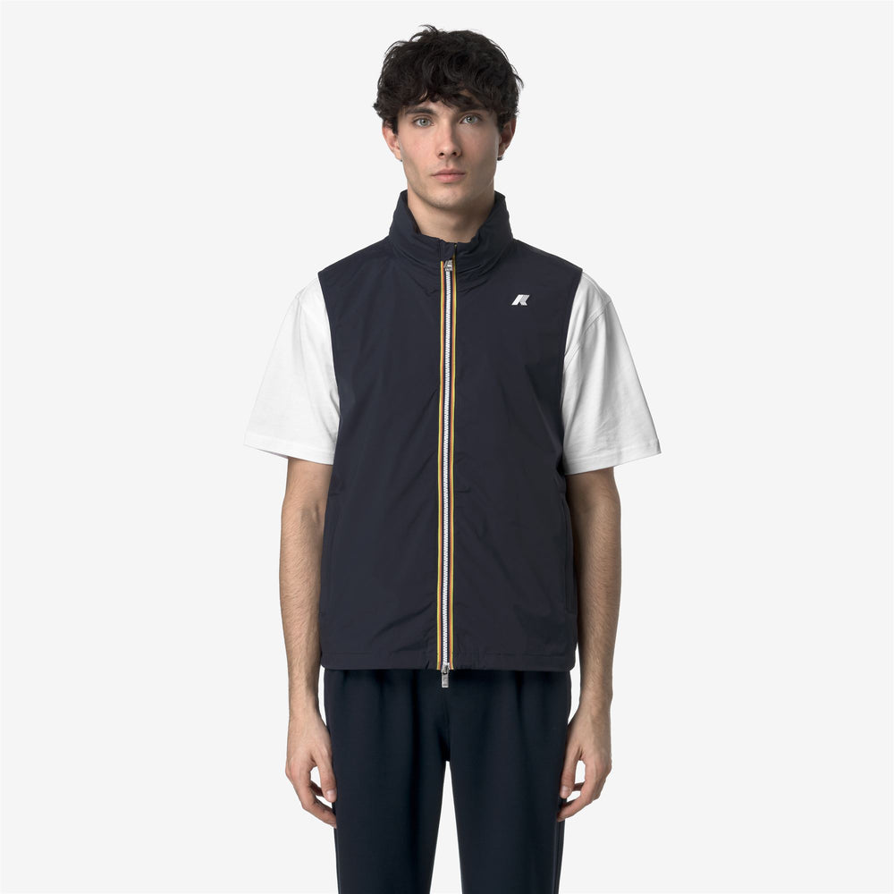 Blue Men's Weather-Resistant Nylon Vest with Adjustable Hem 02