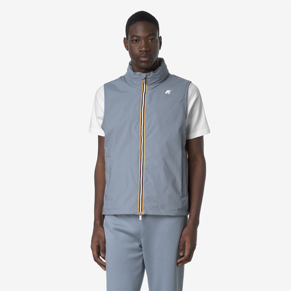 Grey Blue Men's Weather-Resistant Nylon Vest with Adjustable Hem 02