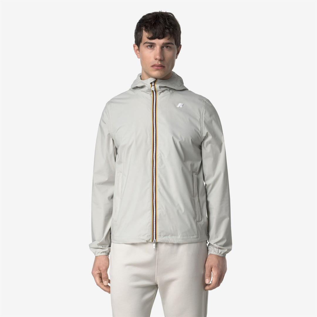 Beige Grey Men's Weather-Resistant Stretch Nylon Jacket 01