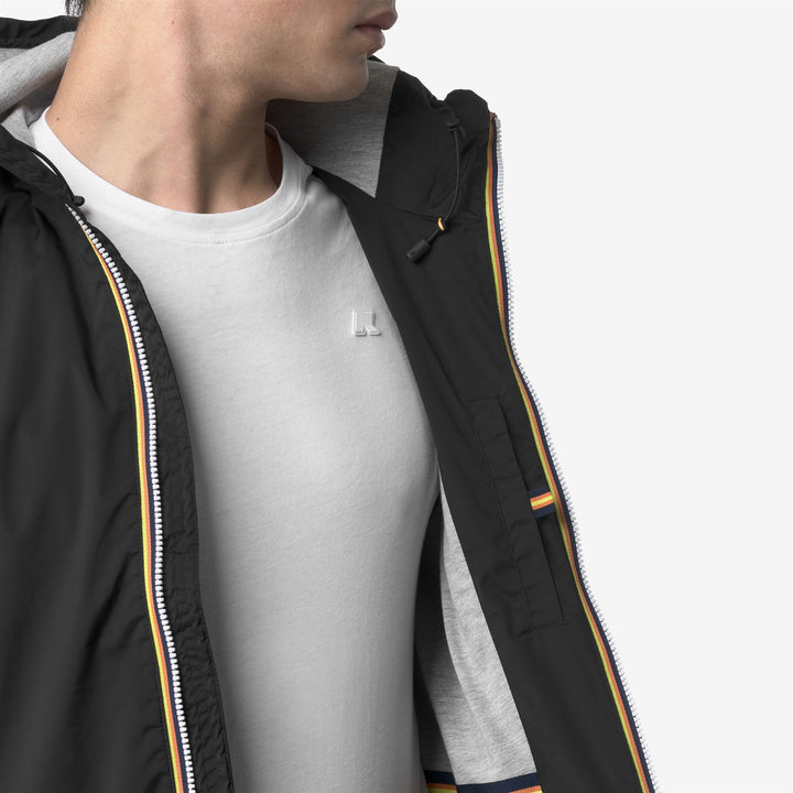 Chaqueta de nylon elástica resistente a la intemperie para hombre negro gris 2