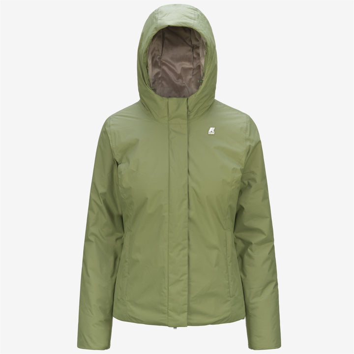 Chaqueta corta ligera de mujer en verde gris cálido 4