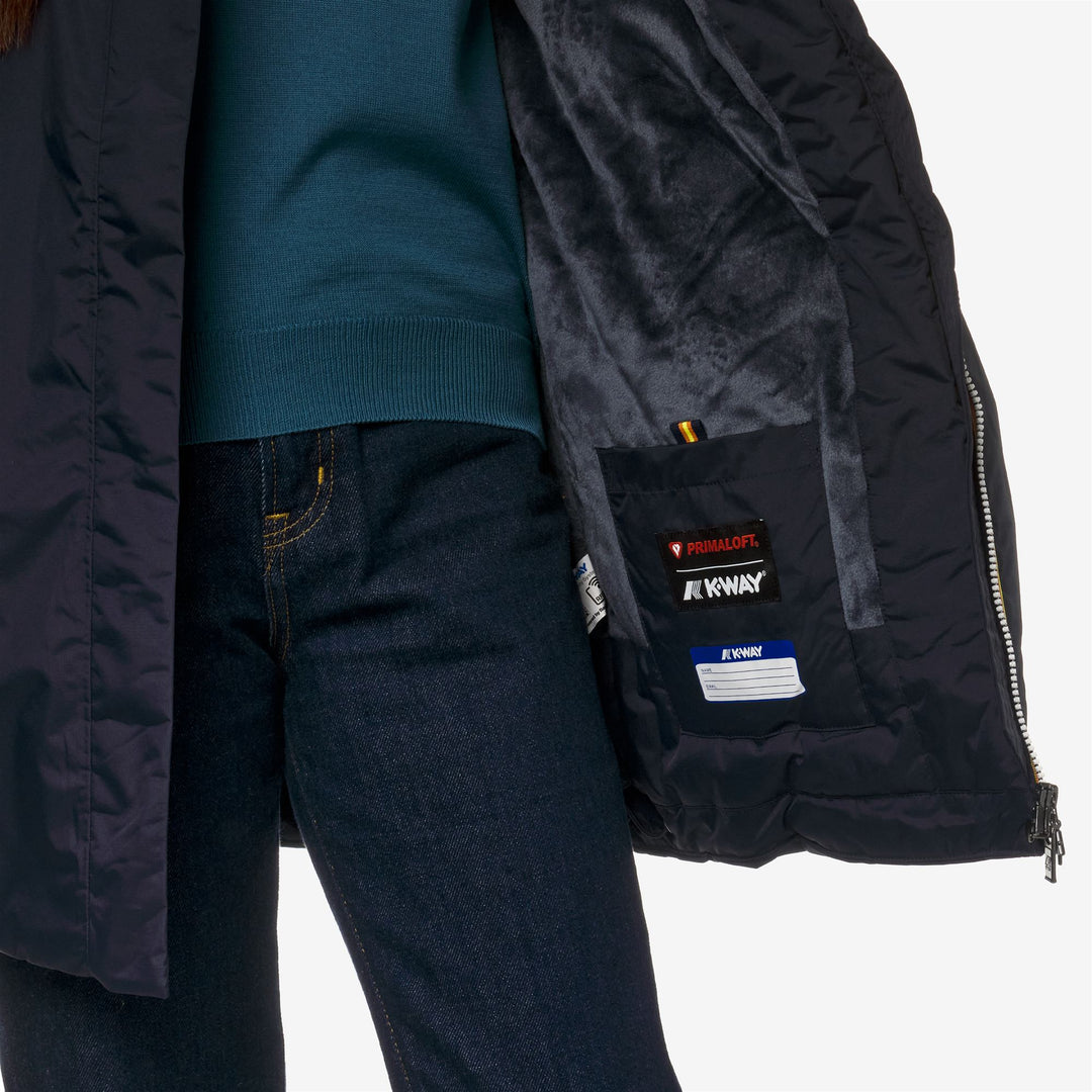 Giacca Impermeabile Donna A Mezza Lunghezza Blu con Isolamento main