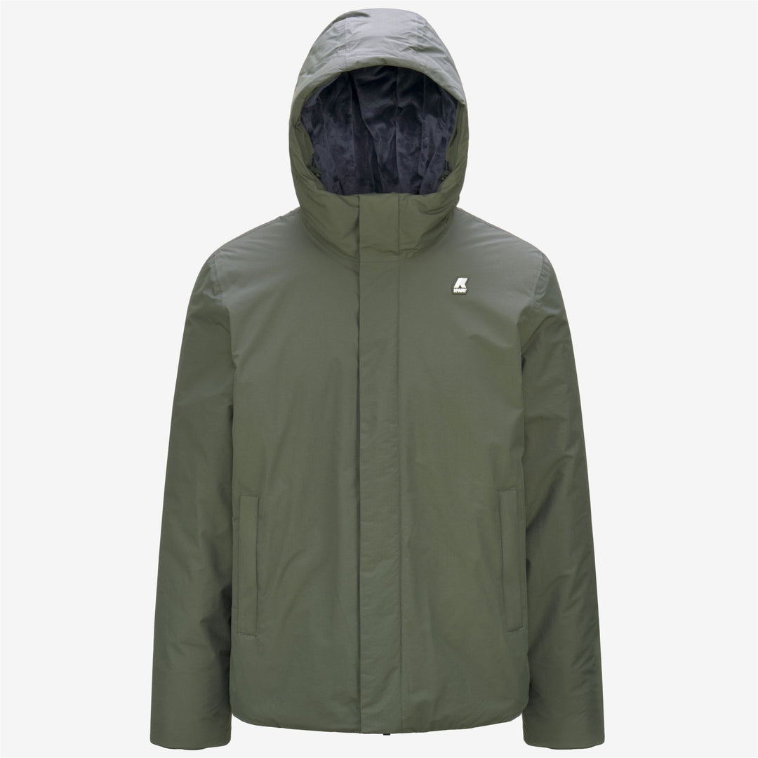 Grey Green Men's Waterproof Short Jacket with Lightweight Insulation 01