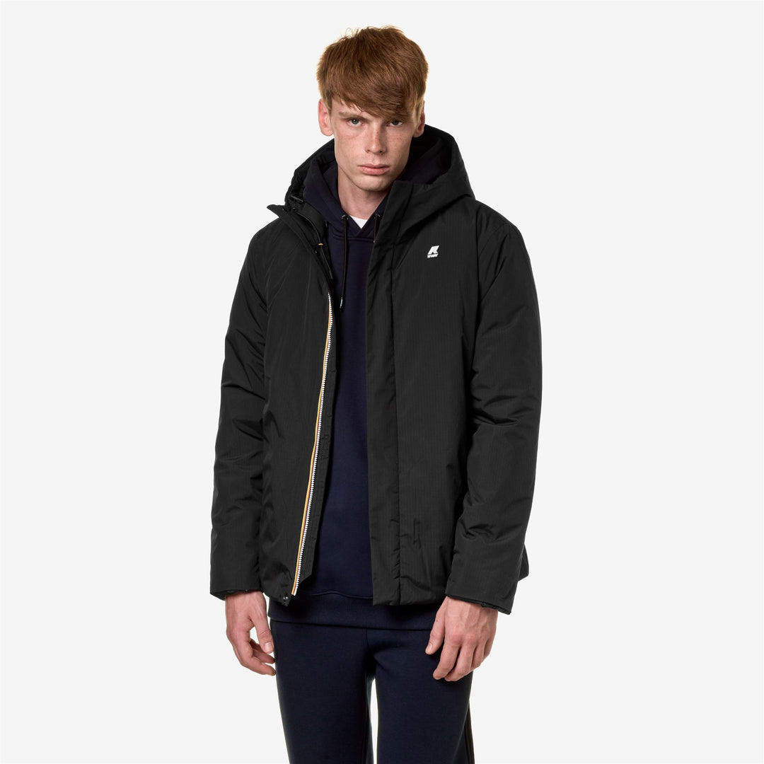 Black Grey Men's Waterproof Short Jacket with Lightweight Insulation main