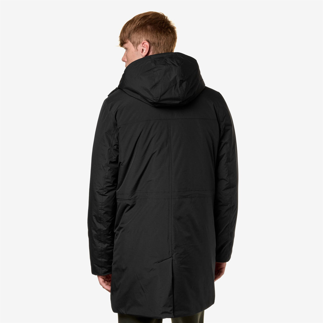 Black Grey Men's Waterproof 3/4 Length Parka with Hood and Pockets main