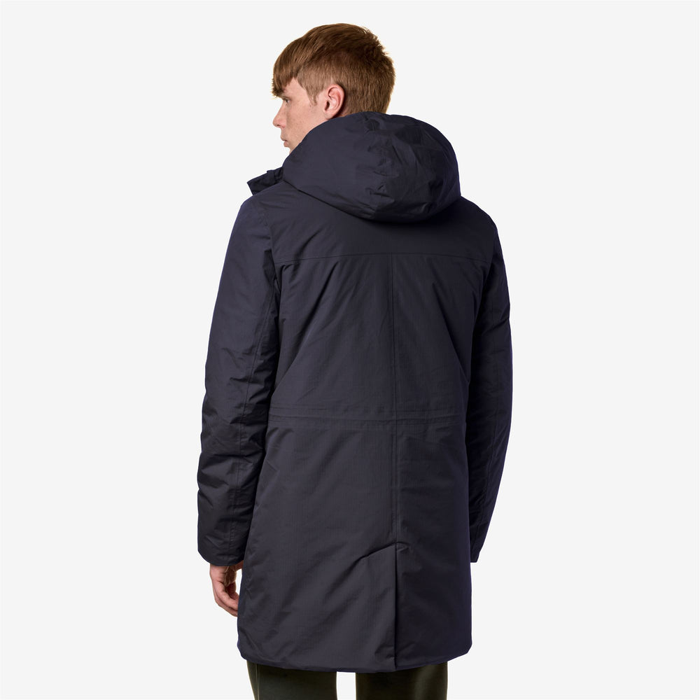 Blue Men's Waterproof 3/4 Length Parka Jacket with Hood 02