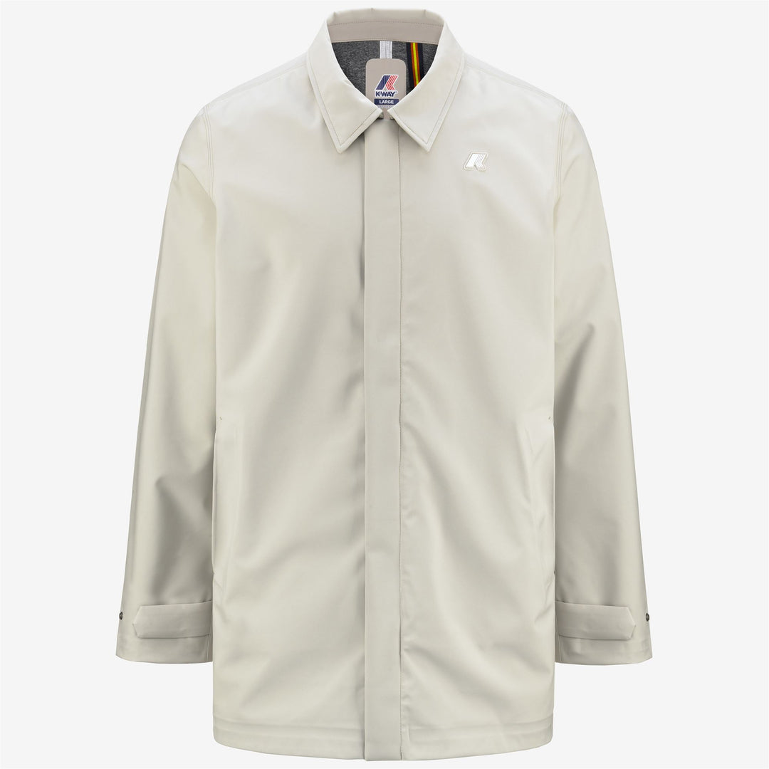 Beige Grey Men's 3/4 Length Rain Jacket for City Wear main