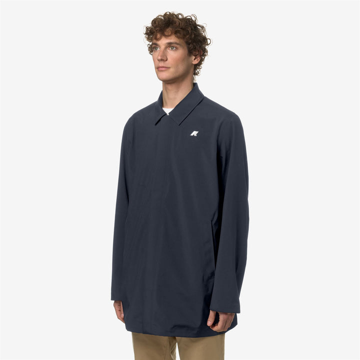 Blue Men's 3/4 Length Rain Jacket for City Wear 2
