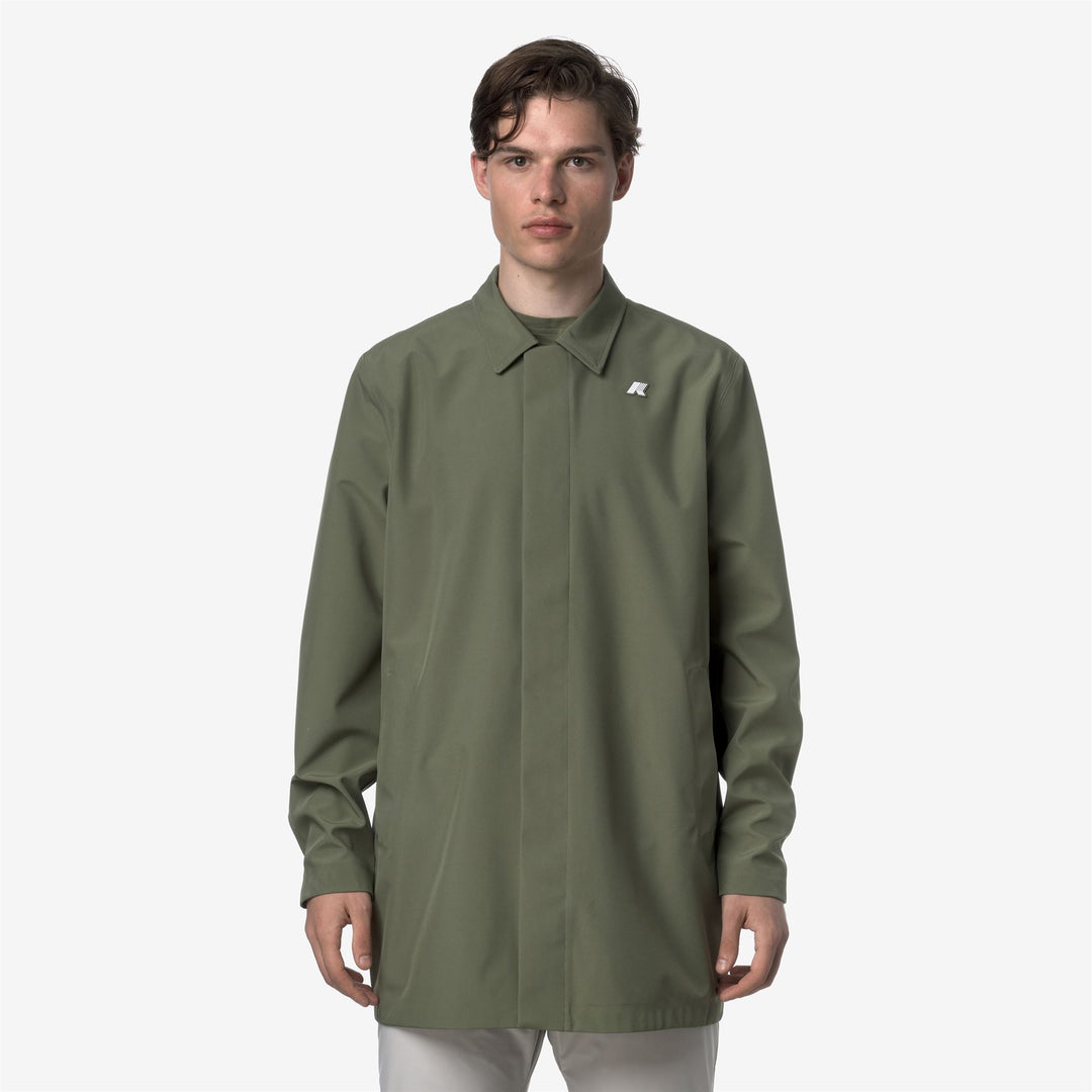 Chaqueta de lluvia verde líquen para hombre de 3/4 para ciudad 01