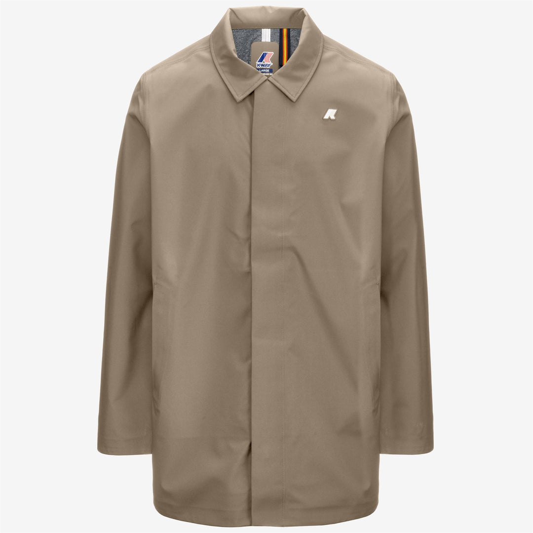 Chaqueta de lluvia marrón beige para hombre de 3/4 con resistencia al agua 01