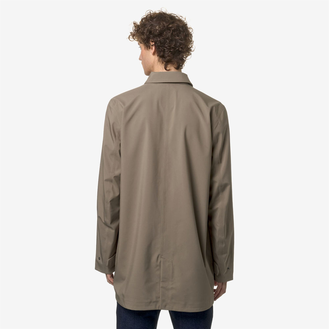 Chaqueta de lluvia marrón beige para hombre de 3/4 con resistencia al agua main