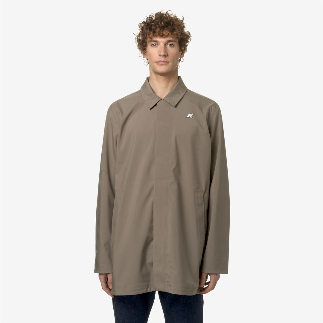 Chaqueta de lluvia marrón beige para hombre de 3/4 con resistencia al agua main
