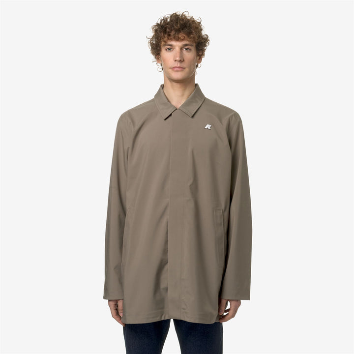 Chaqueta de lluvia marrón beige para hombre de 3/4 con resistencia al agua 3