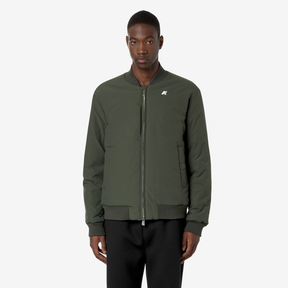 Black Grey Men's Reversible Warm Bomber Jacket with Insulating Padding 02