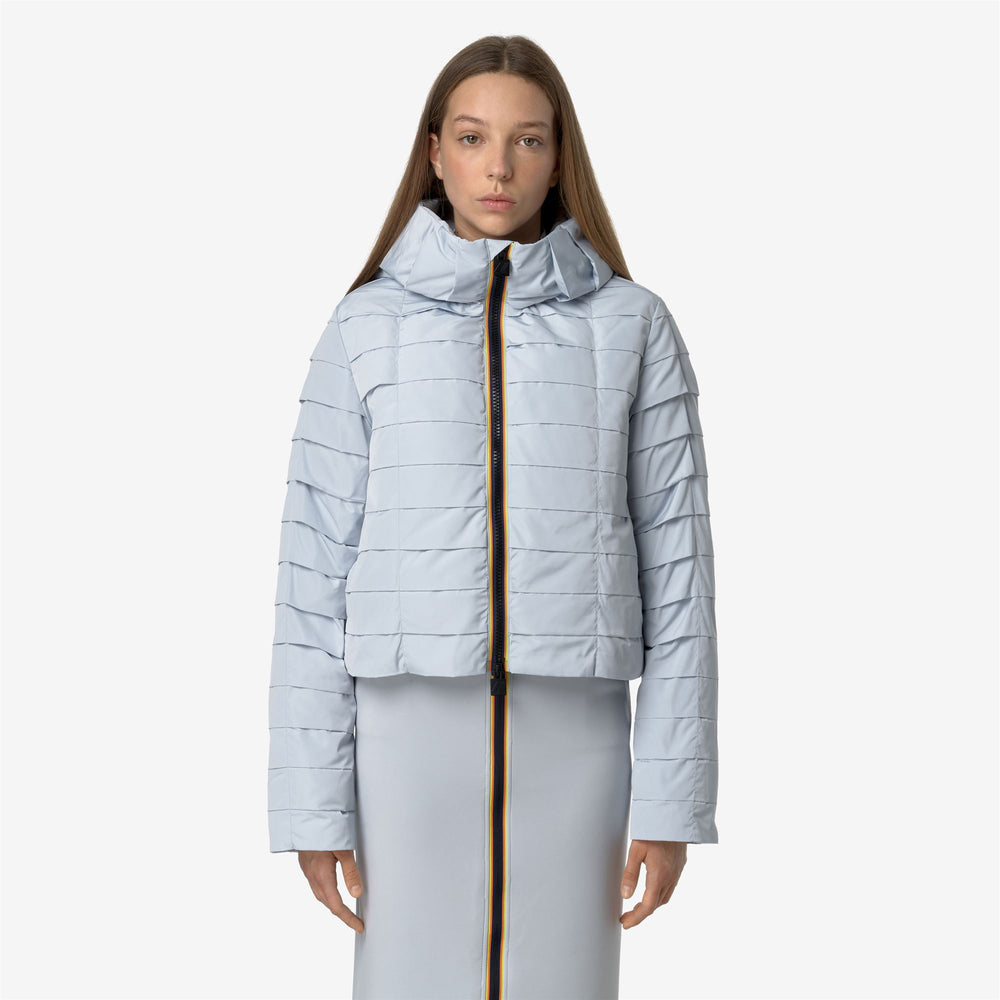 Grey Blue Women's Short Water-Resistant Jacket with Recycled Down 02