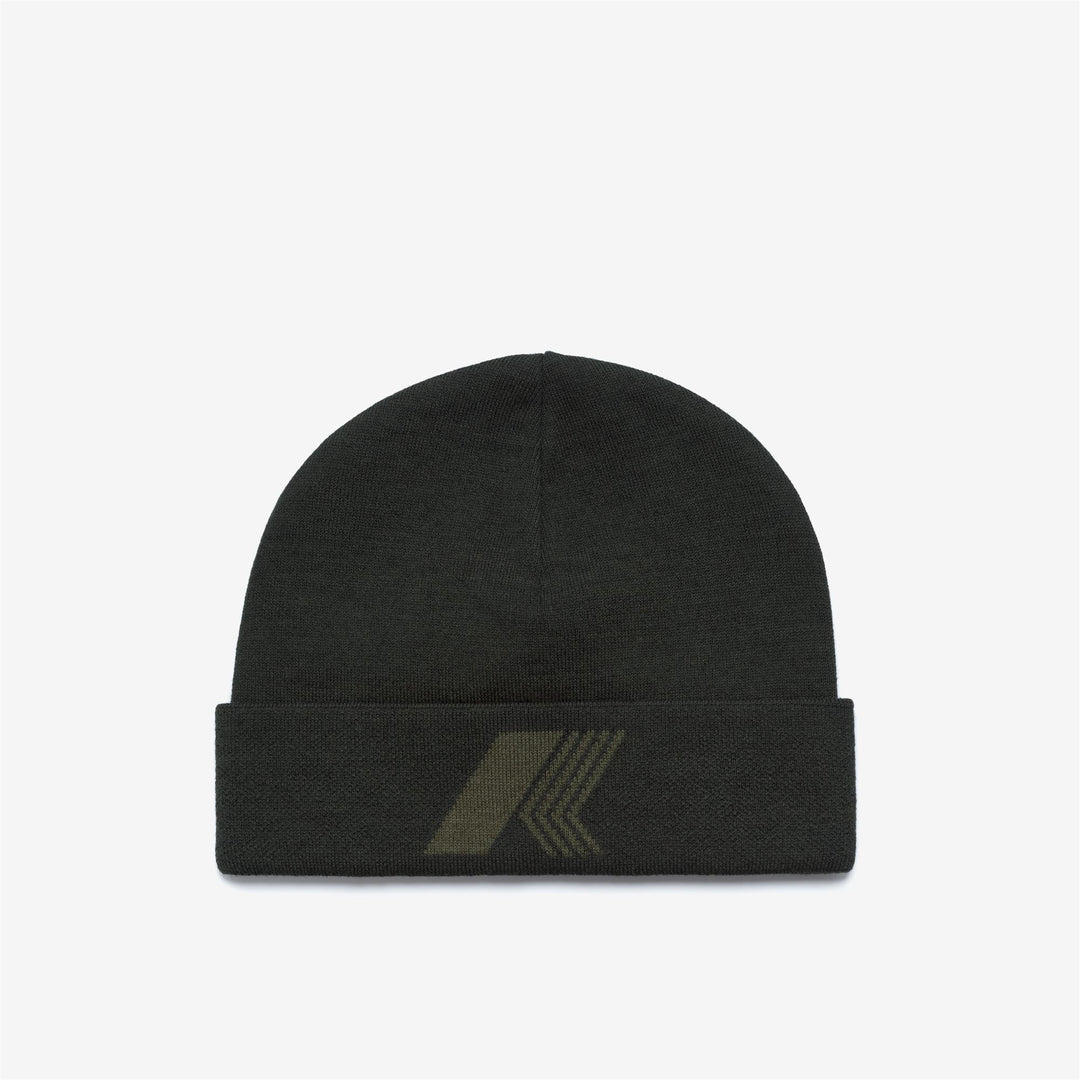 Green unisex knit beanie with double-turn up hem 01