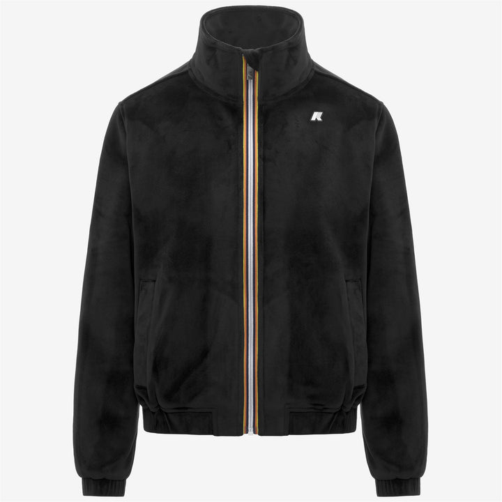 Giacca in pile di velluto nero da donna con tasche con cerniera 1