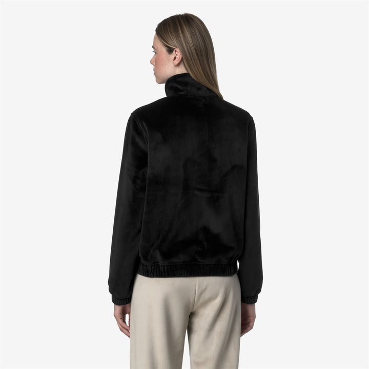 Giacca in pile di velluto nero da donna con tasche con cerniera 5
