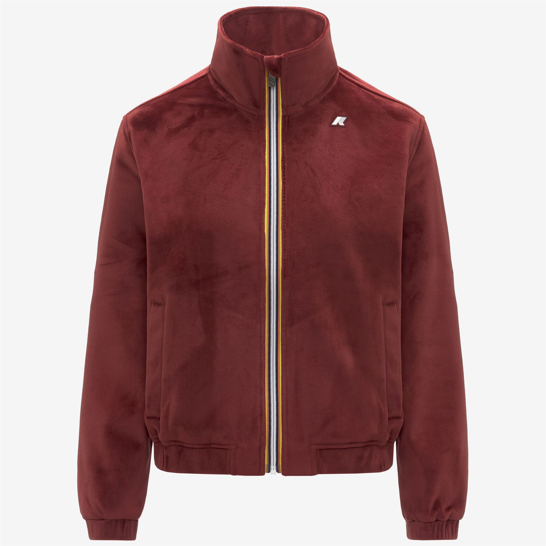 Chaqueta polar de terciopelo roja para mujer con calidez media 01