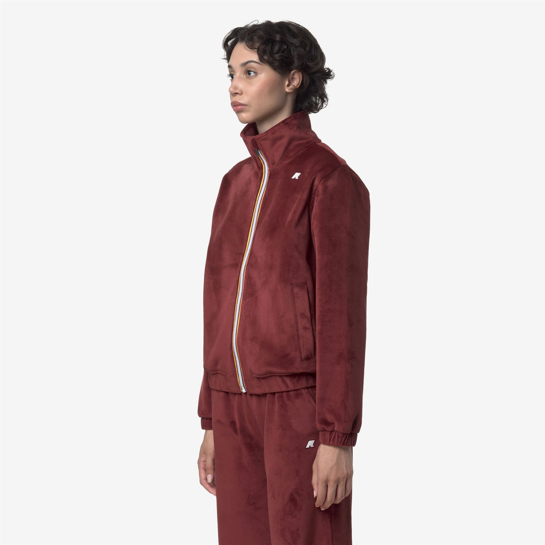 Chaqueta polar de terciopelo roja para mujer con calidez media main