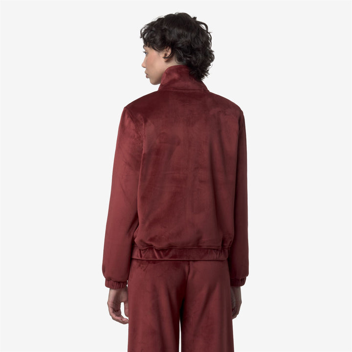 Chaqueta polar de terciopelo roja para mujer con calidez media 5