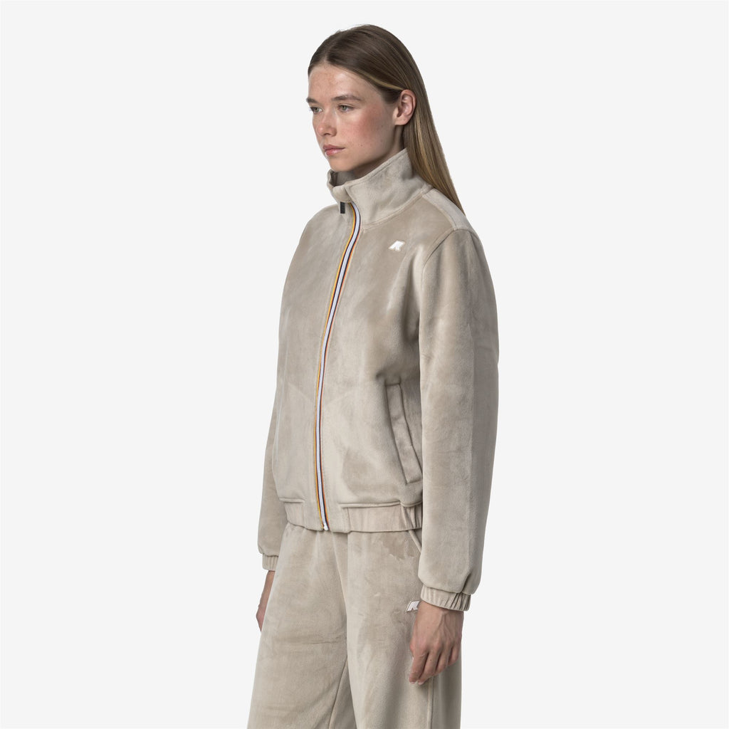 Fleece_WOMAN_VIVIETTE VELOUR POLAR_Jacket_Beige Cashmere-Beige Cashmere - Commercial 5