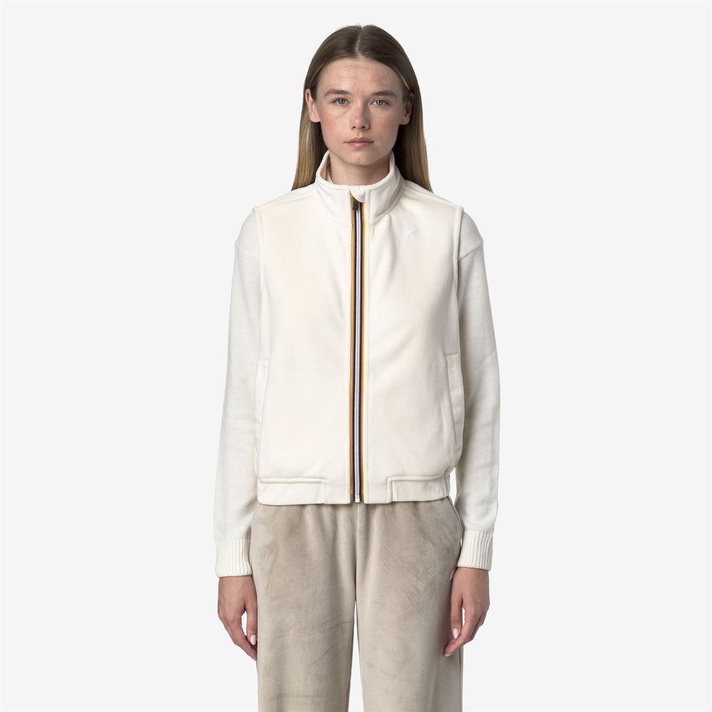 White Women's Glamorous Velour Fleece Vest with Pockets 02