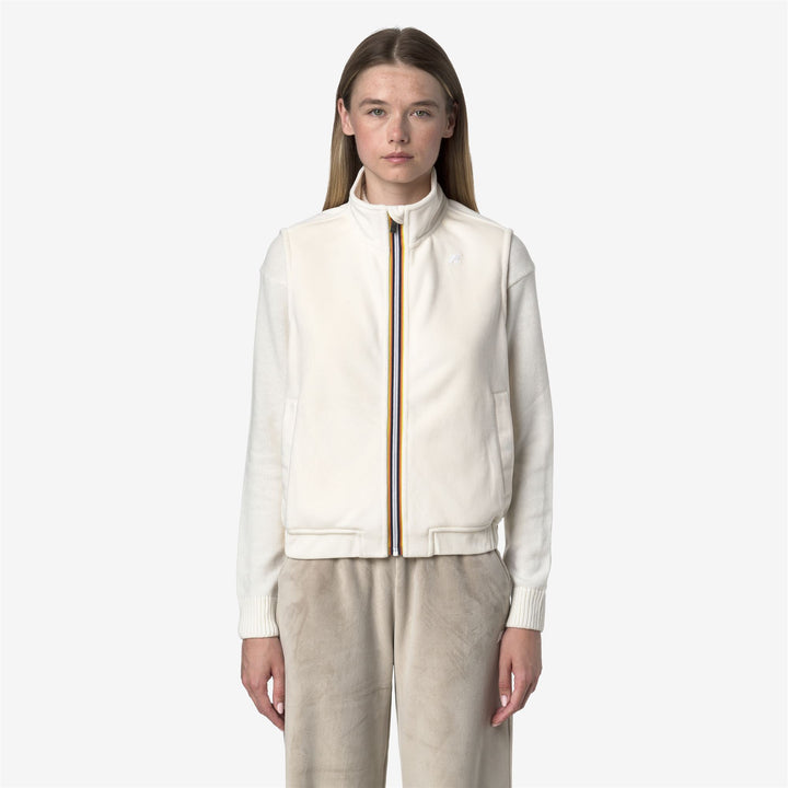 Chaleco de terciopelo blanco glamuroso para mujer con bolsillos 3