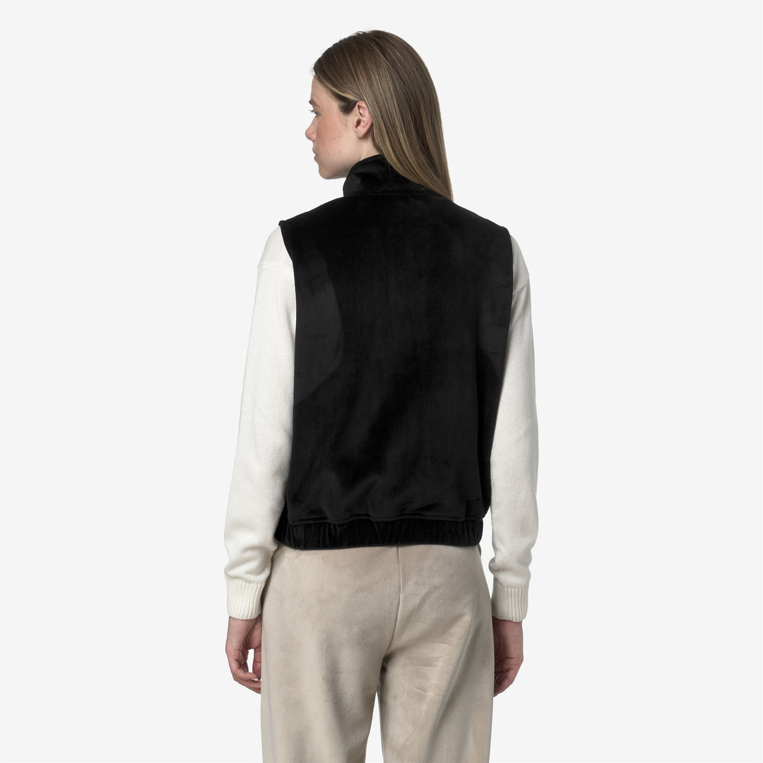 Chaleco polar negro con efecto terciopelo y bolsillos para mujer main