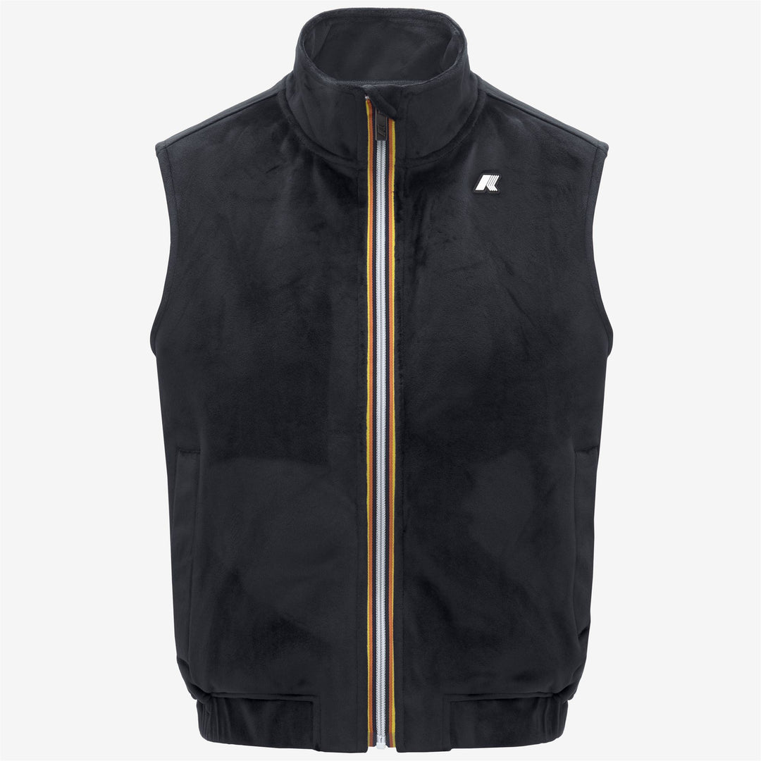 Black Women's Velour Effect Fleece Vest with Pockets 01