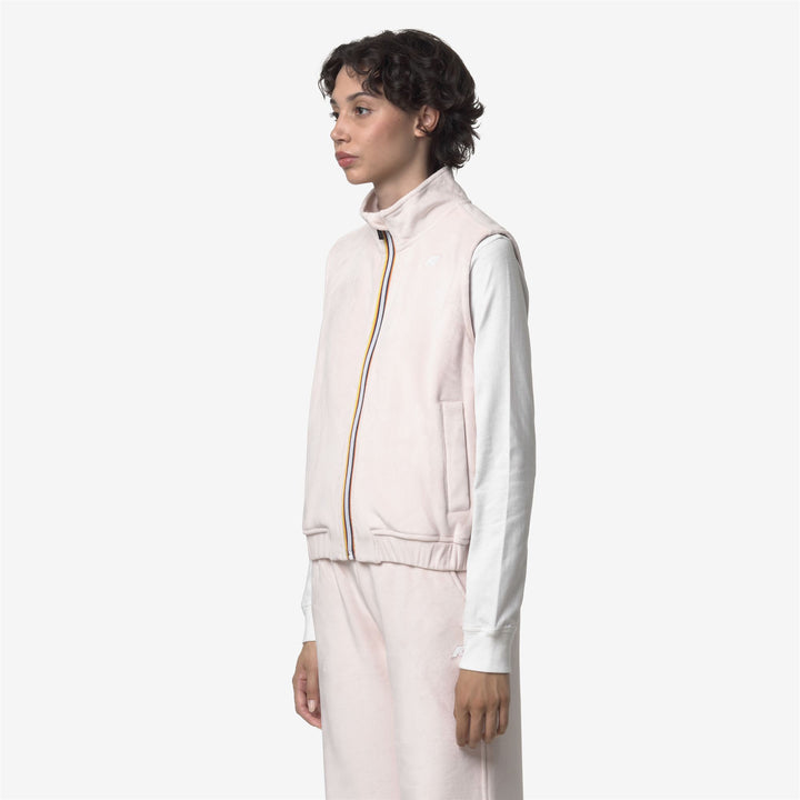 Gilet in pile polare velour grigio rosa da donna con tasche 4