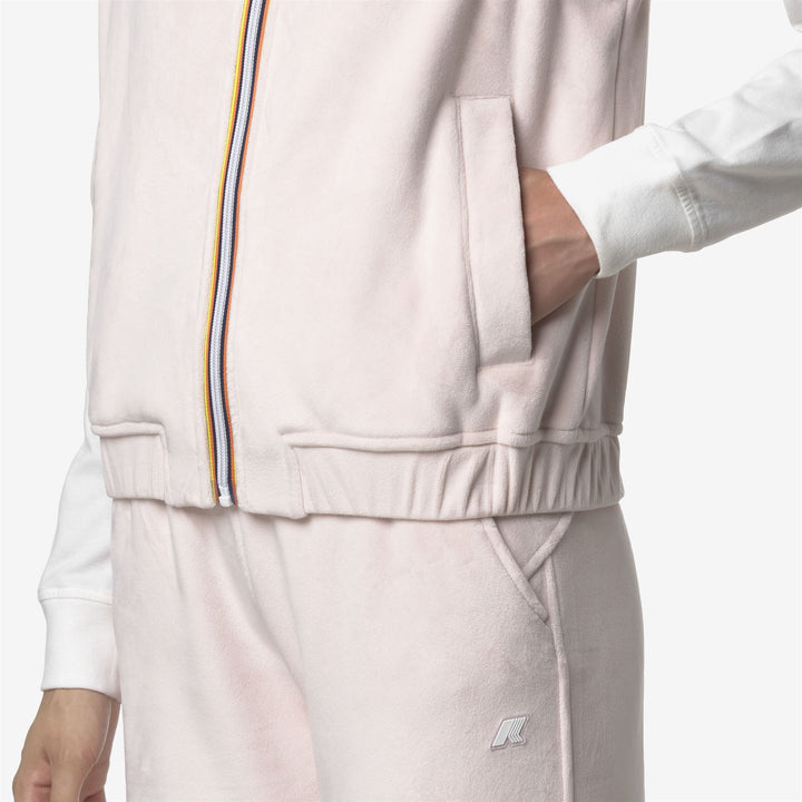 Gilet in pile polare velour grigio rosa da donna con tasche 2