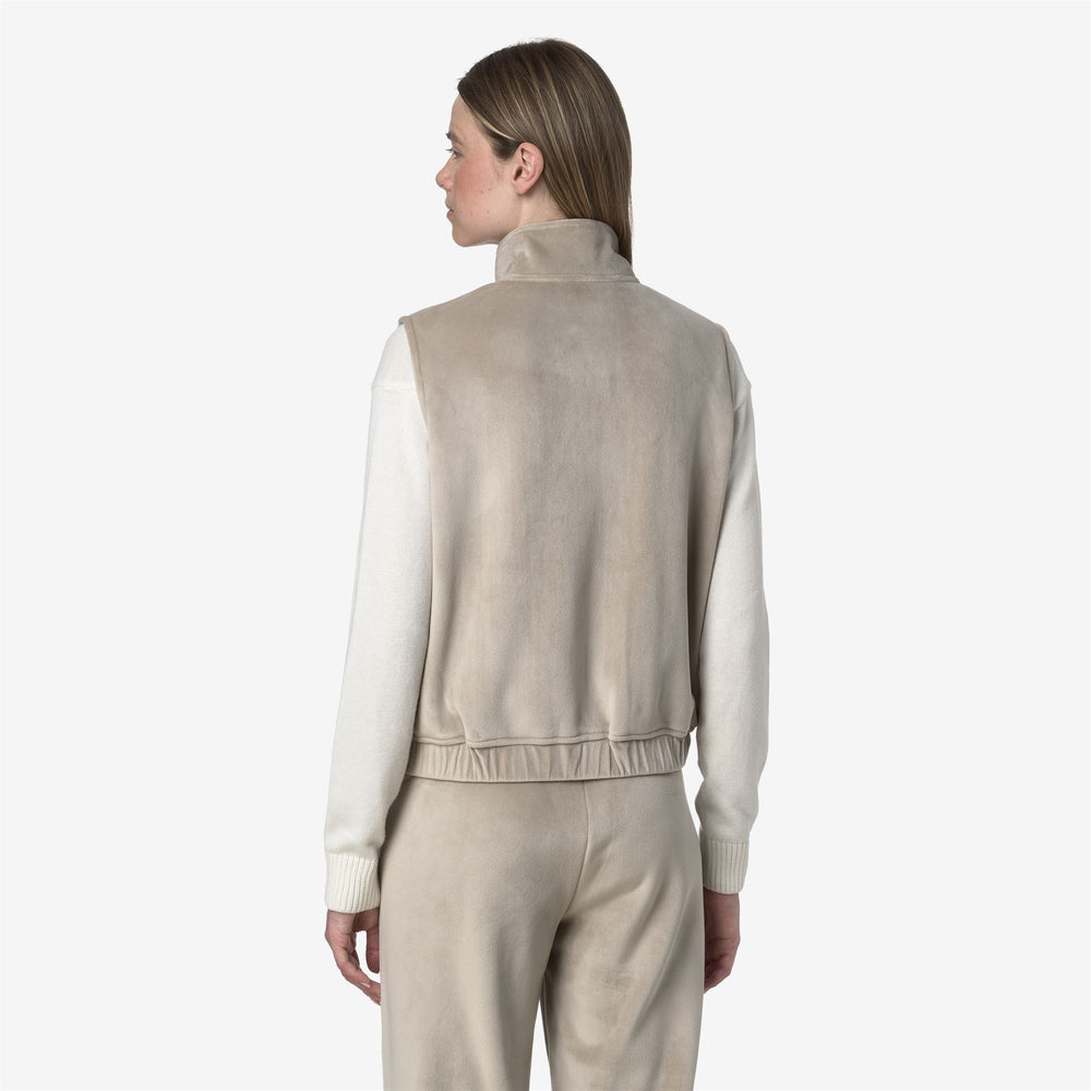 Beige Women's Fleece Vest with Zip Pockets 02