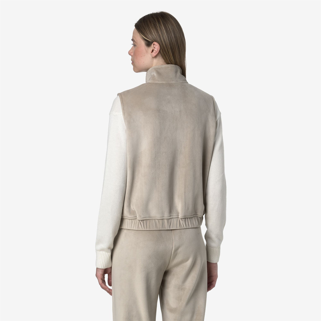 Chaleco polar beige para mujer con bolsillos con cremallera main