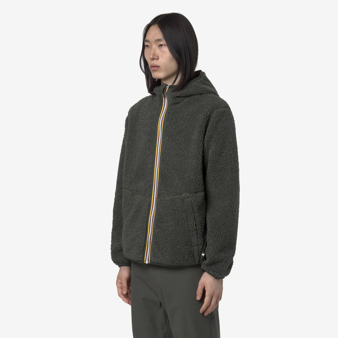 Giacca reversibile in pile polare Sherpa verde-nero da uomo main