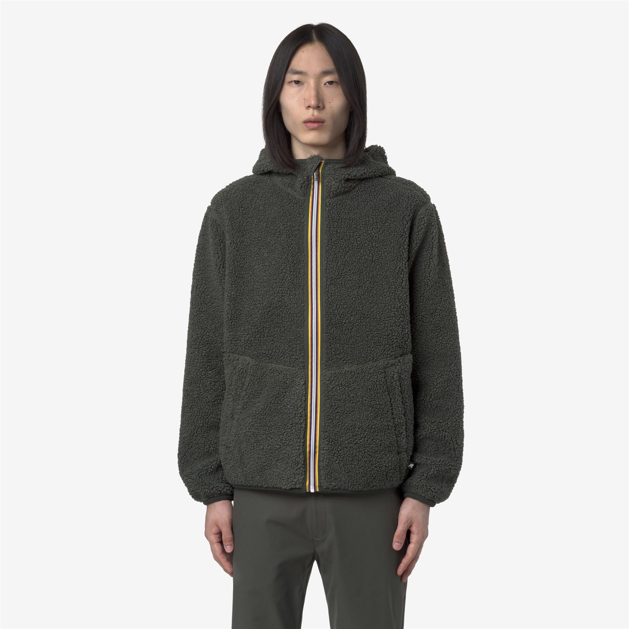 Fleece_MAN_JACK SHERPA POLAR DOUBLE_Jacket_Green Blackish Combo - GREEN BLACKISH - Commercial 4