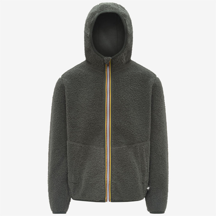 Giacca reversibile in pile polare Sherpa verde-nero da uomo 1