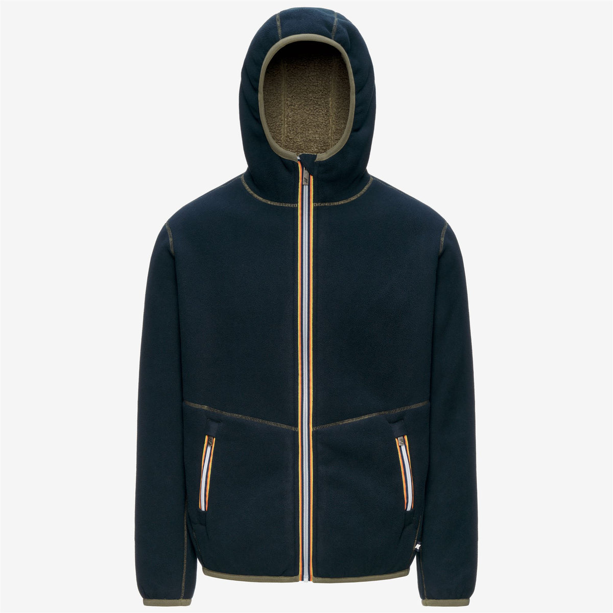 Fleece_Man_JACK SHERPA POLAR DOUBLE_Jacket_Green Army - Blue Depth - Commercial 2