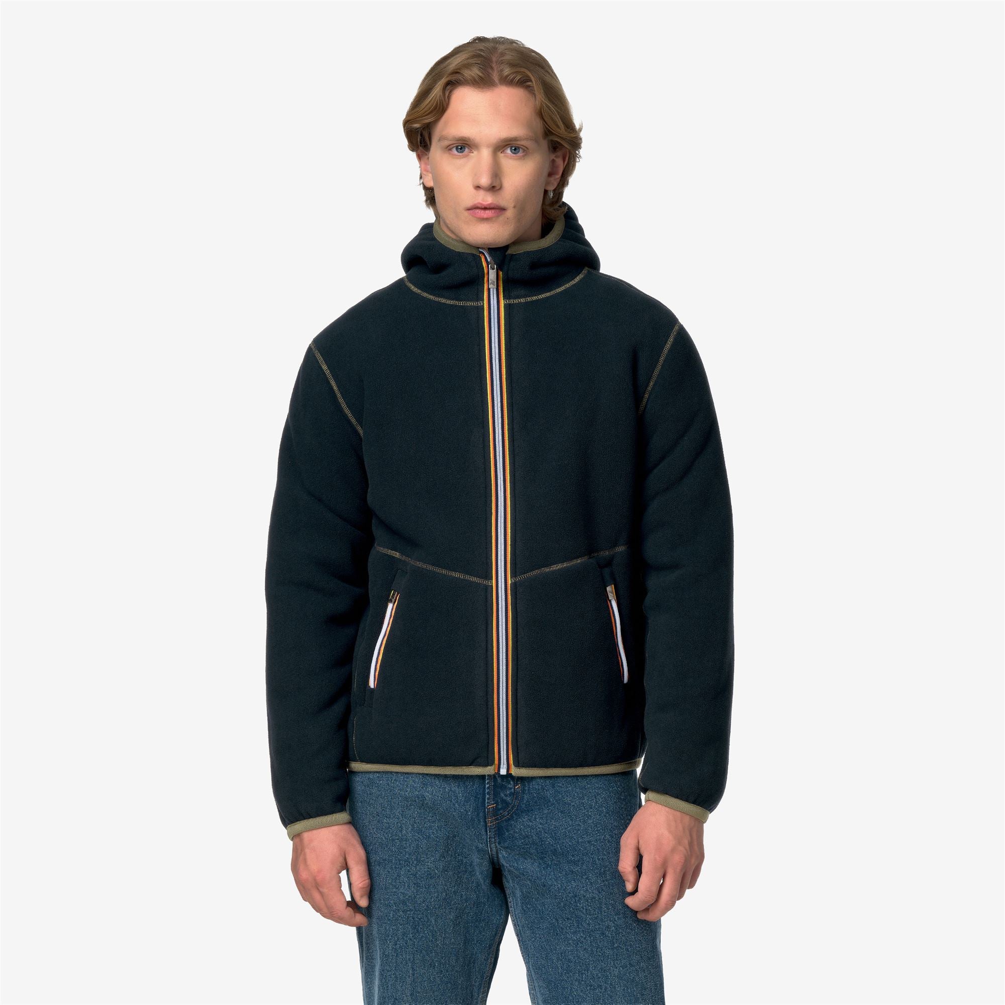 Fleece_Man_JACK SHERPA POLAR DOUBLE_Jacket_Green Army - Blue Depth - Commercial 3