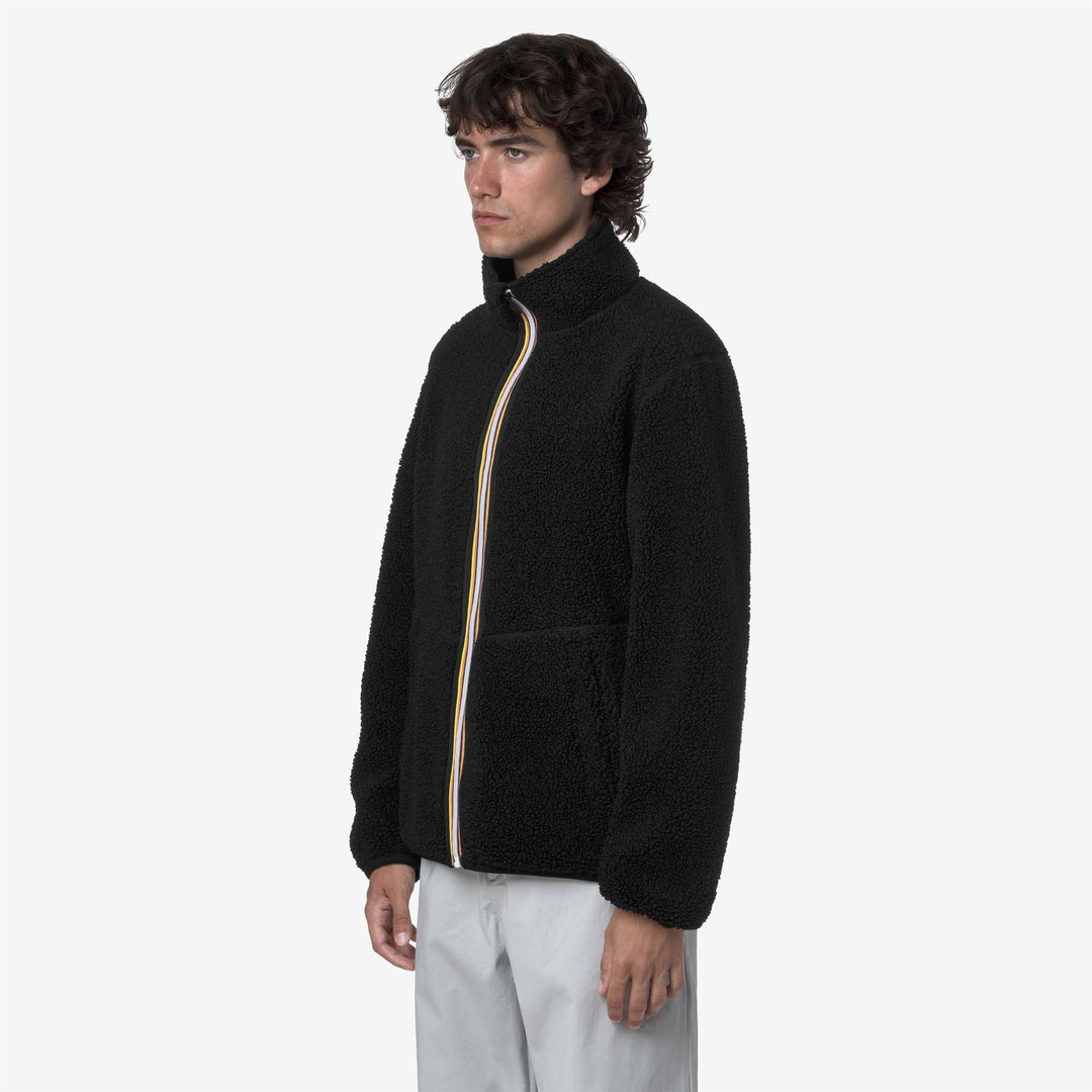 Black Men's Reversible Sherpa Polar Fleece Jacket main