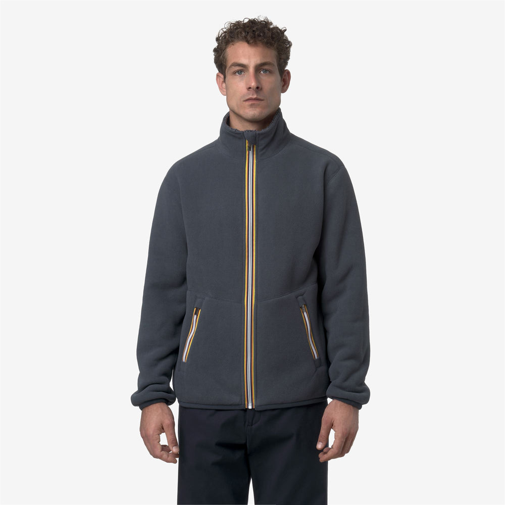 Blue men's reversible fleece jacket with sherpa and polar fabric 02