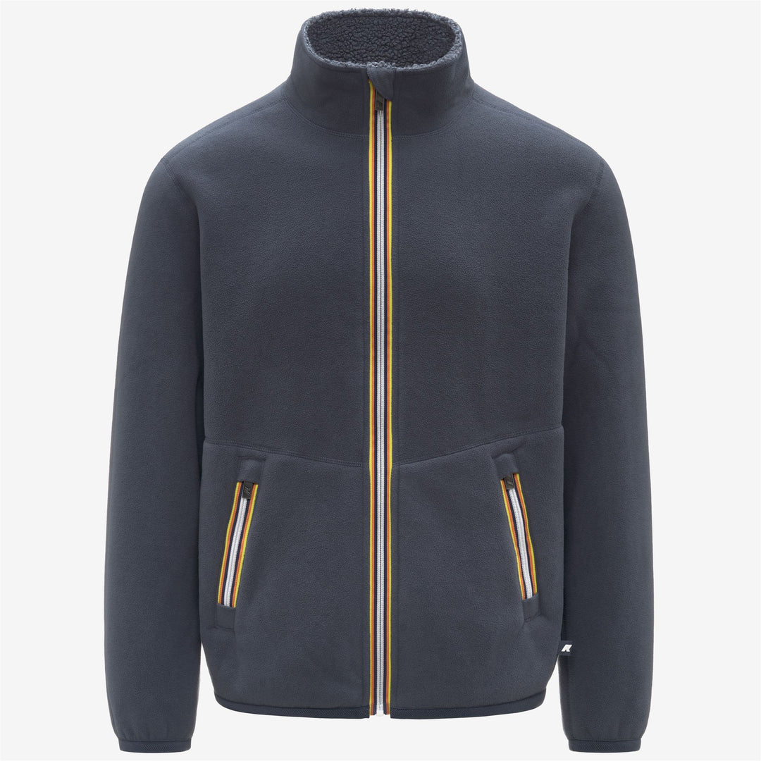 Chaqueta polar reversible azul para hombre con tejido sherpa y polar main