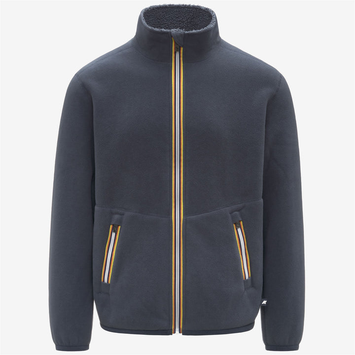 Chaqueta polar reversible azul para hombre con tejido sherpa y polar 2