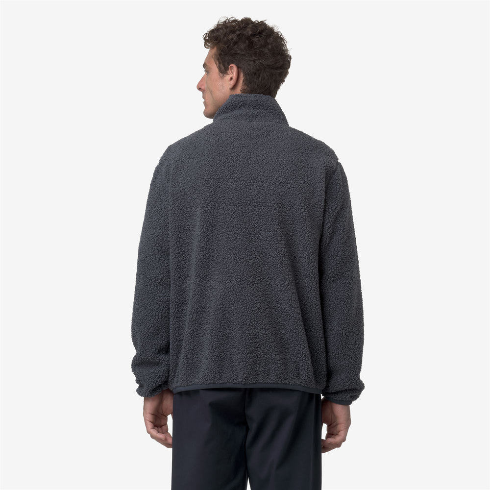Blue men's reversible fleece jacket with sherpa and polar fabric 02