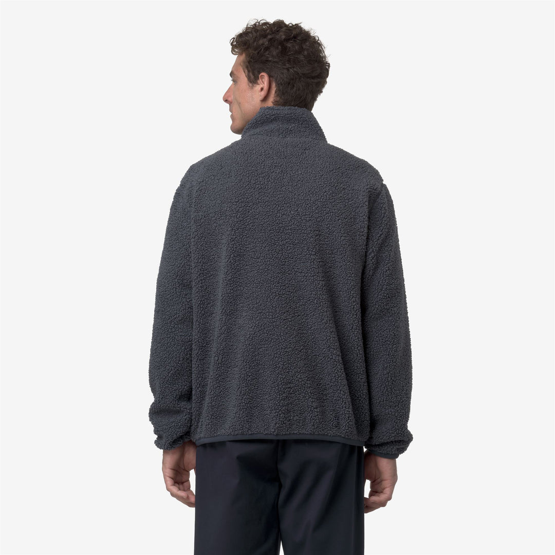 Chaqueta polar reversible azul para hombre con tejido sherpa y polar main