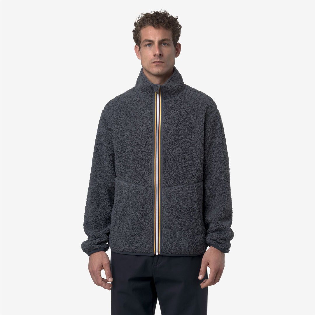 Chaqueta polar reversible azul para hombre con tejido sherpa y polar main