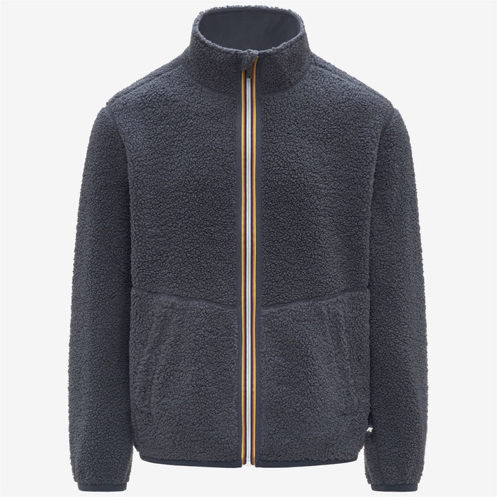 Chaqueta polar reversible azul para hombre con tejido sherpa y polar 1