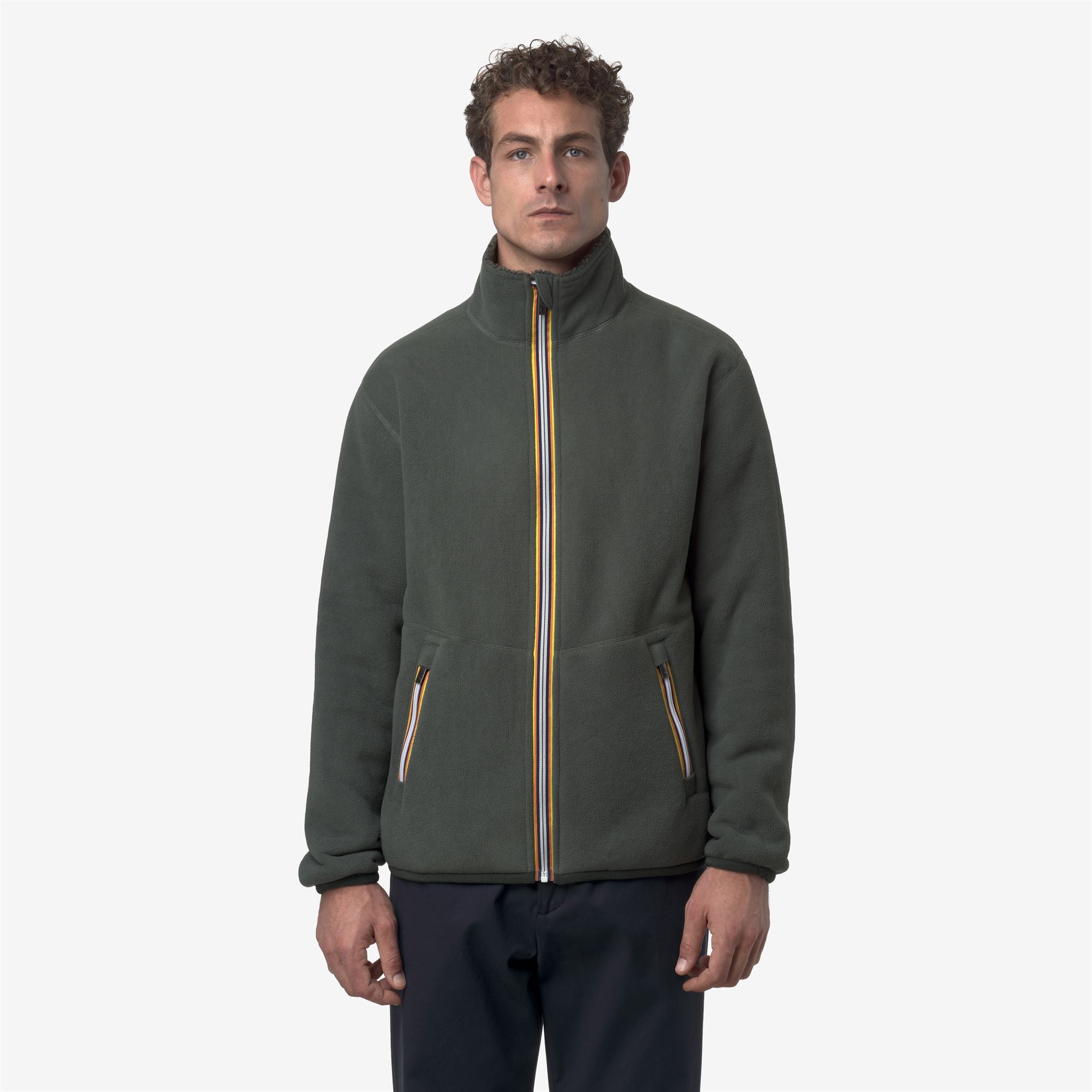 Fleece_MAN_PASCAL SHERPA POLAR DOUBLE_Jacket_Green Blackish Combo - GREEN BLACKISH - Commercial 7